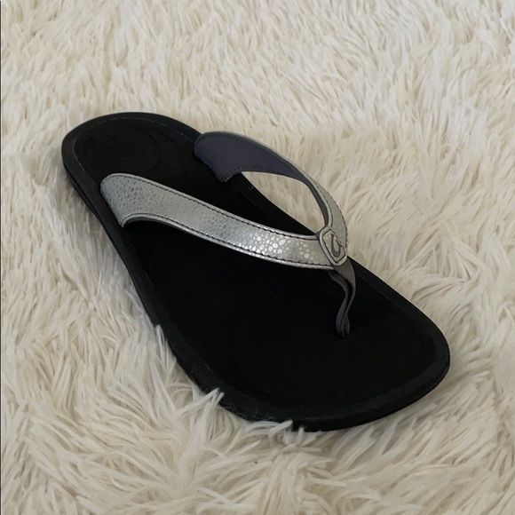 OluKai | Shoes | Olukai Silver Flip Flop Sandals | Poshmark
